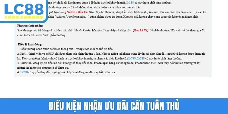 Điều kiện nhận ưu đãi cần tuân thủ